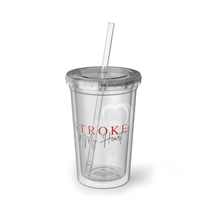 Acrylic Tumbler — 'Stroke of My Heart' Clear Reusable Cup with Straw