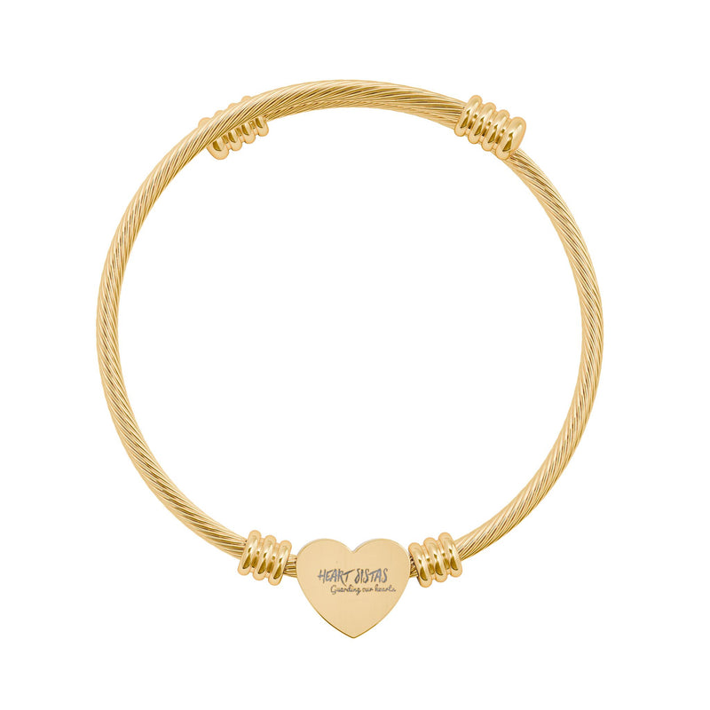 Engravable Heart Cuff Bracelet — Personalized Stainless Steel Bangle (Silver or Gold)