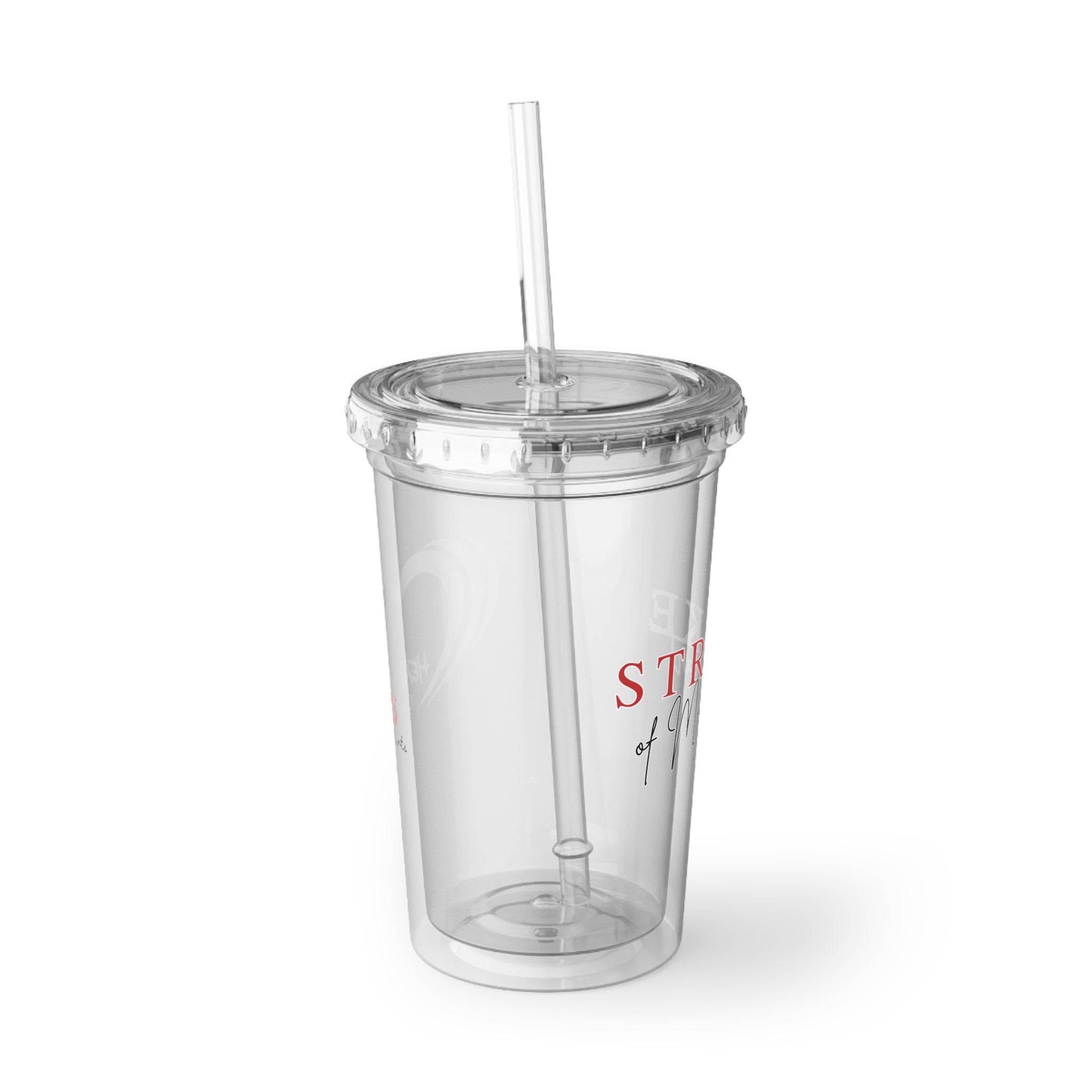 Acrylic Tumbler — 'Stroke of My Heart' Clear Reusable Cup with Straw