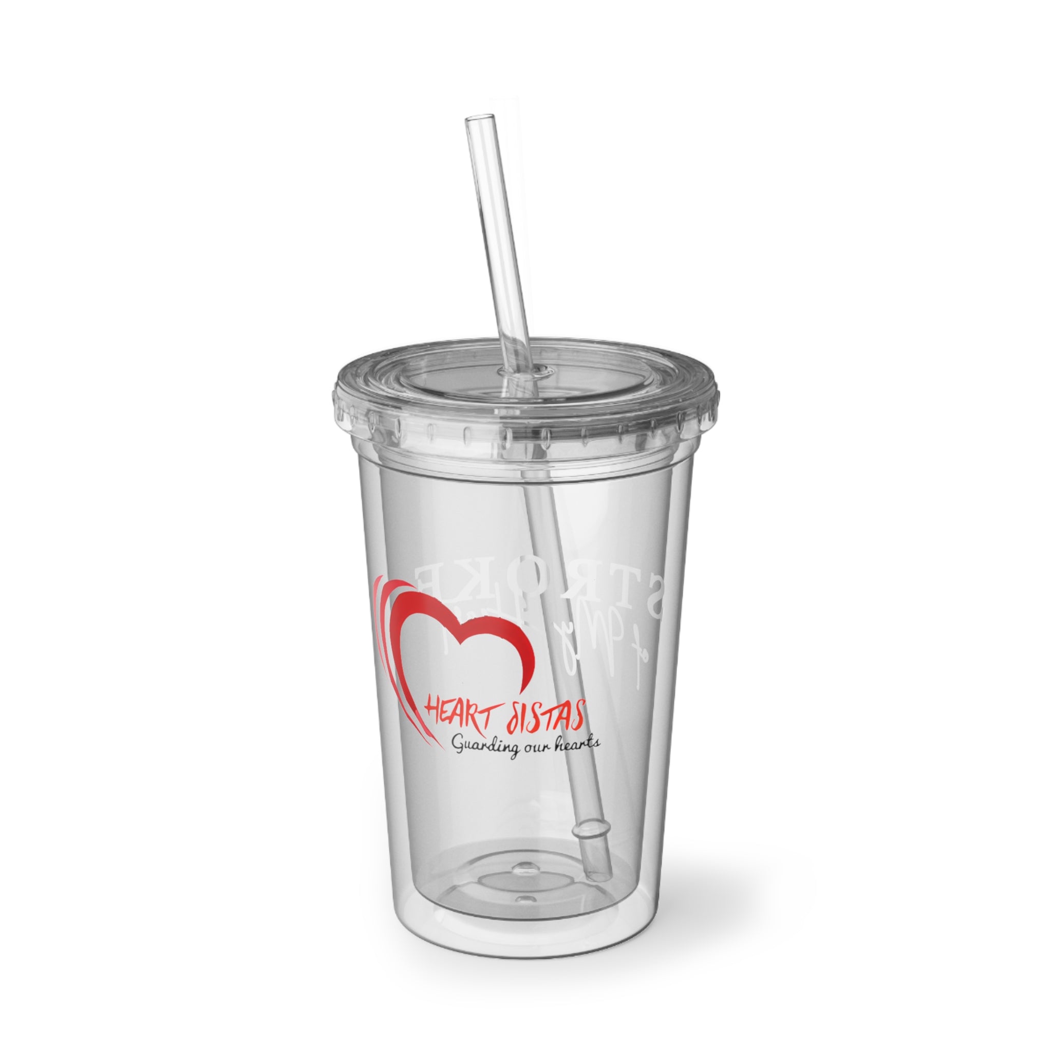 Acrylic Tumbler — 'Stroke of My Heart' Clear Reusable Cup with Straw