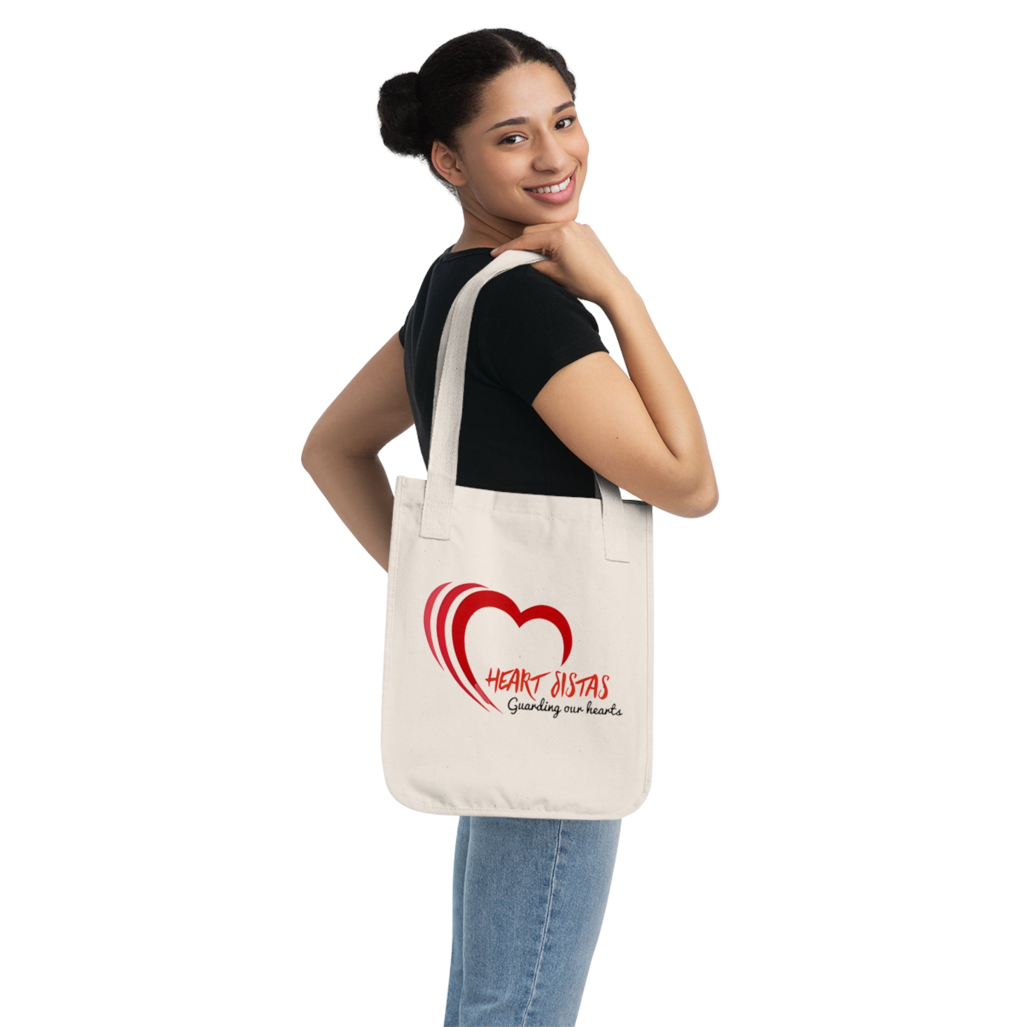 Tote Bag — Heart Sistas / Stroke of My Heart Organic Canvas Tote (Heart Guardian Design)