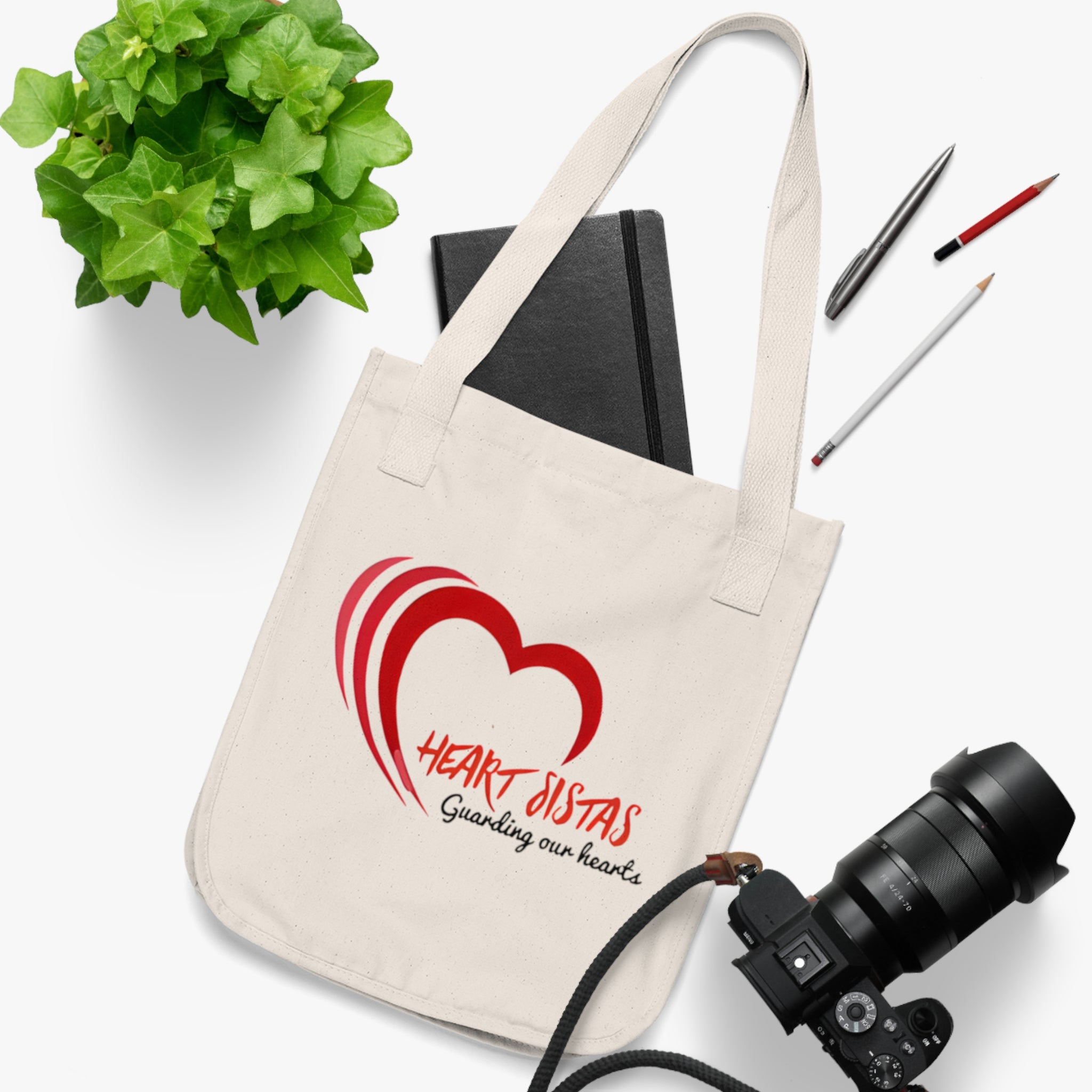 Tote Bag — Heart Sistas / Stroke of My Heart Organic Canvas Tote (Heart Guardian Design)