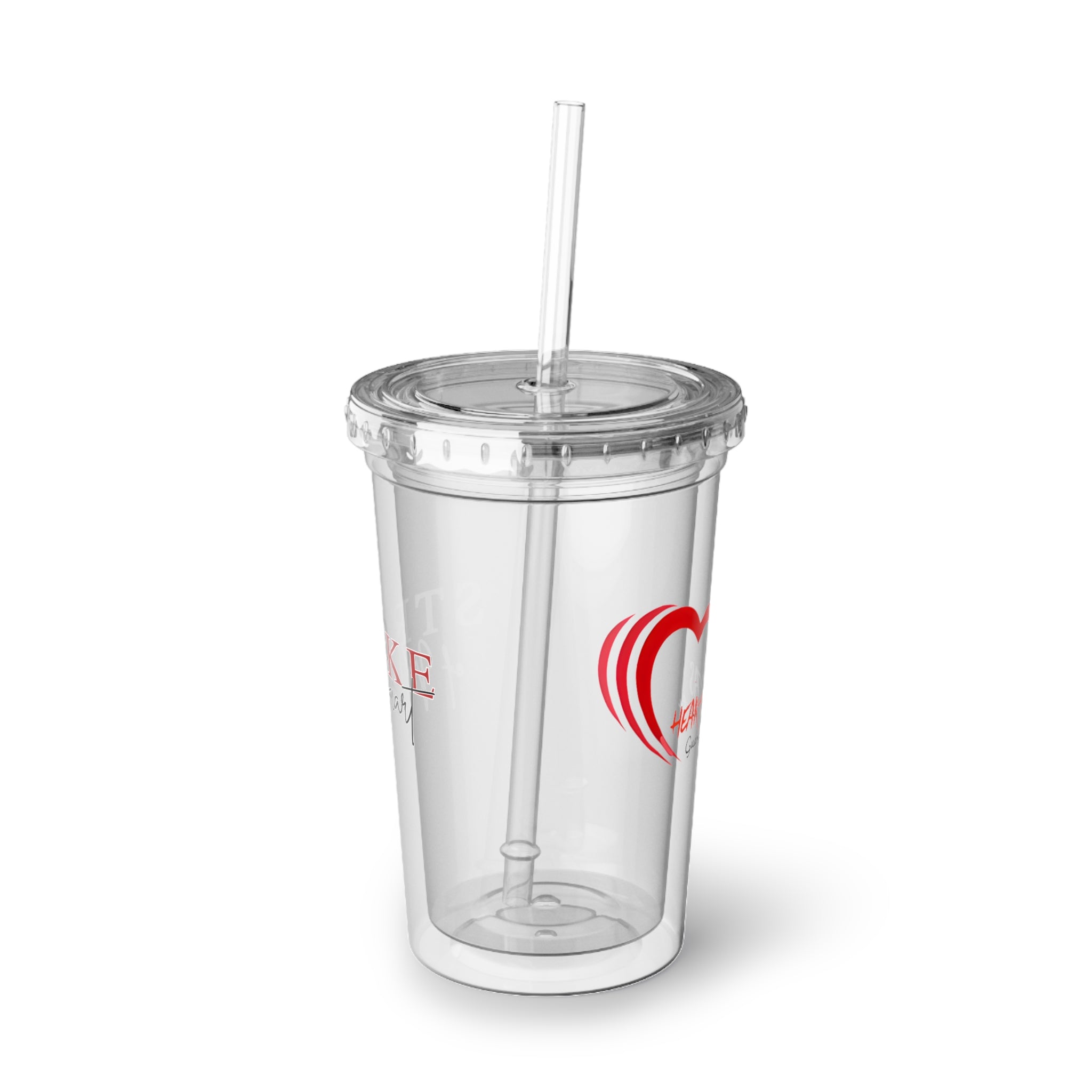 Acrylic Tumbler — 'Stroke of My Heart' Clear Reusable Cup with Straw