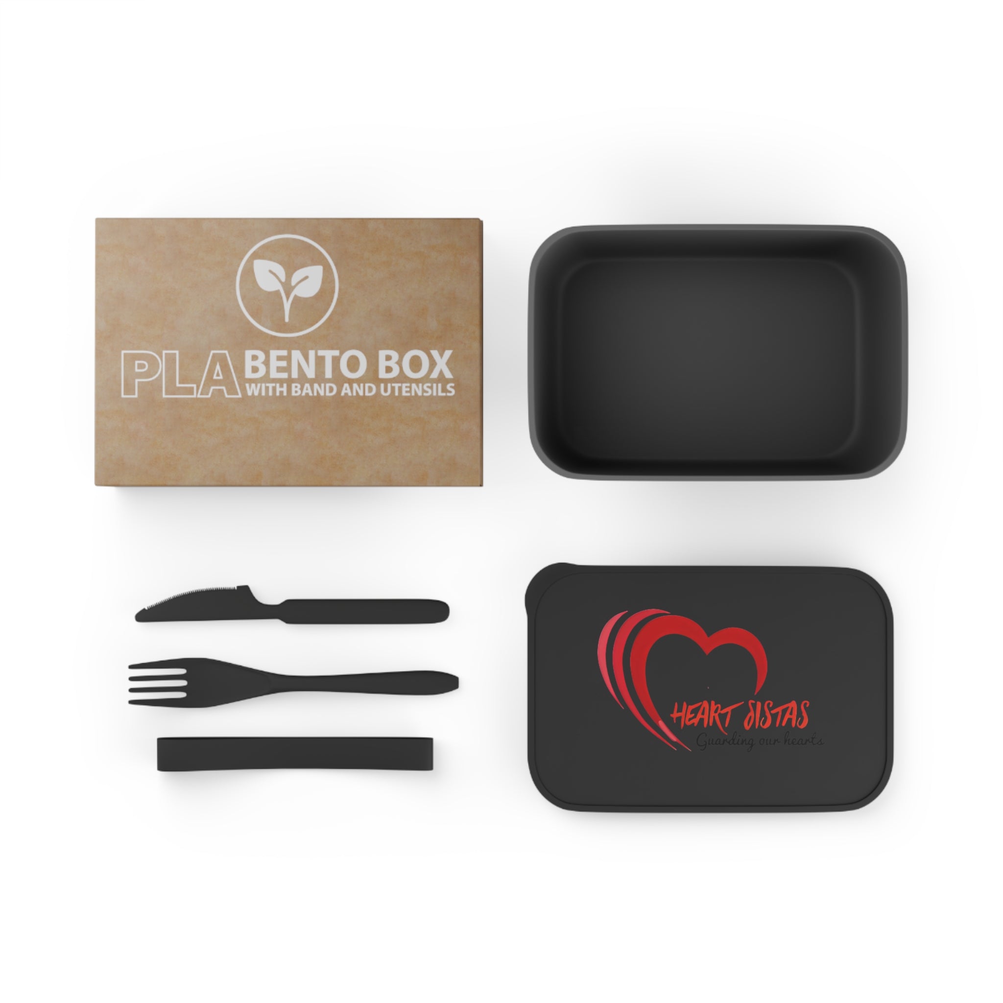 Heart Sistas Bento Box — Eco PLA Lunch Container with Utensils & Band